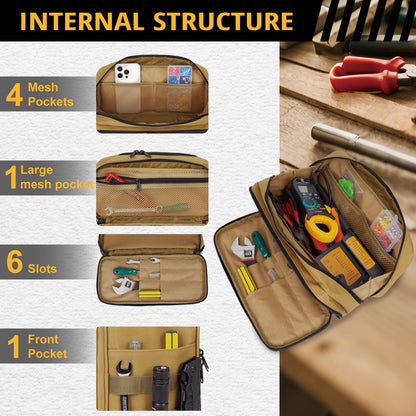 Fathers day Work & On-Site Use | Camo Tactical Tool Pouch, Water Resistant & Heavy Duty Tool Bag with Zipper Handle, Keeps Tools Tidy & Dry, Small Tool Organizer for Repairmen, Carpenters & Handymen