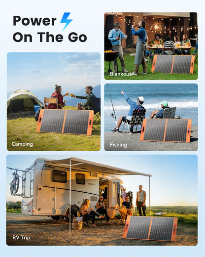 SOLUPUP 100W Portable Solar Panel for Power Station, 23.5% High Efficiency Foldable Solar Charger with DC/XT60/Anderson Cable, QC3.0 USB Outputs, IP65 Waterproof for Outdoor Camping RV Off-Grid