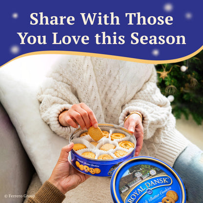 Royal Dansk Danish Butter Cookies, Premium Assorted Cookies in Gift Tin, Great for Sharing and Gifting, 12 oz
