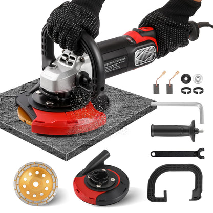 Antstone 7 Inch Concrete Grinder Set Concrete Surface Planer with Dust Extraction Shroud 1580W 3000RPM Angle Grinder Kit with Auxiliary Handles, Protective Guard, Diamond Grinding Wheel