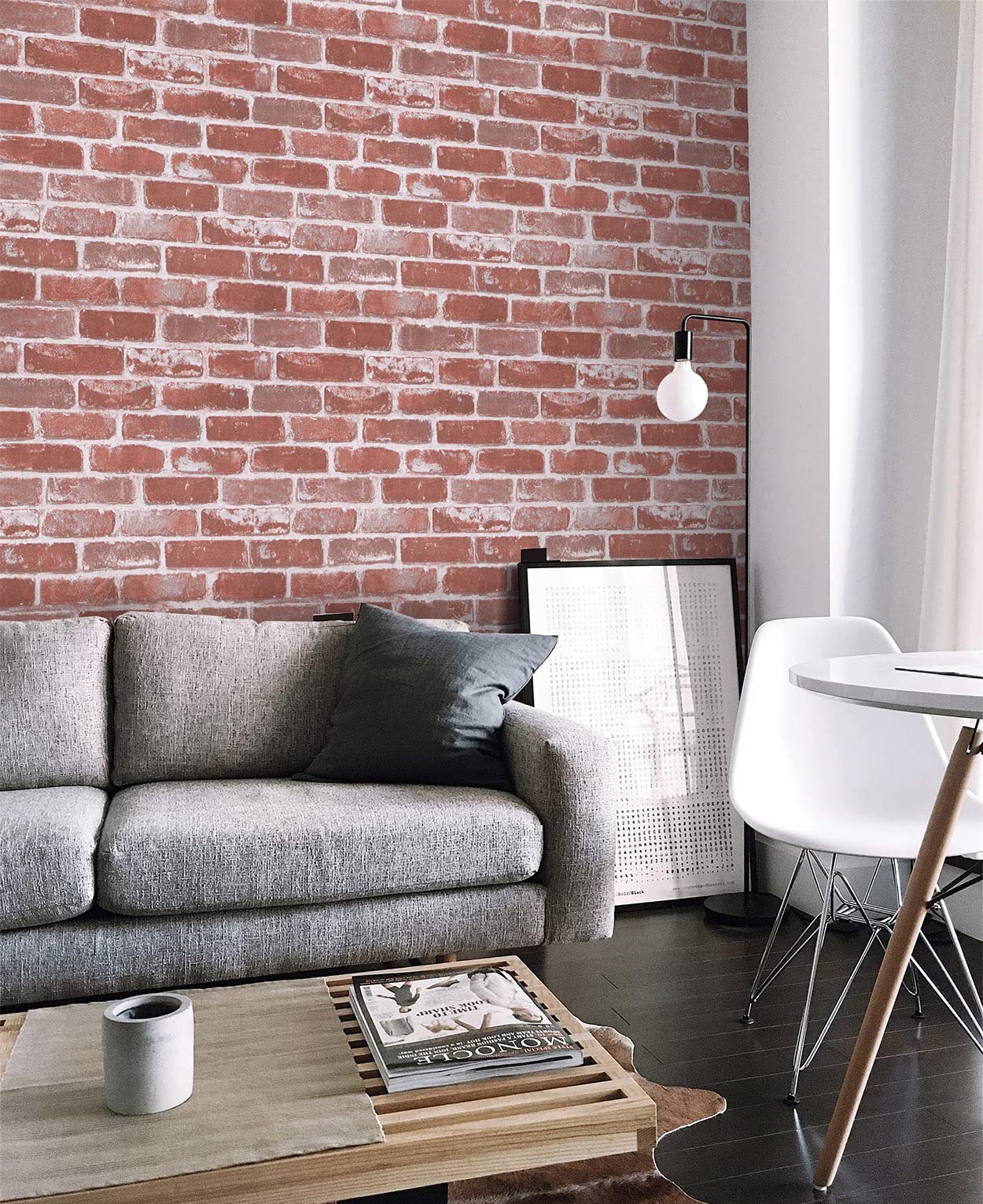 Timeet Textured 3D Brick Wallpaper Peel and Stick Wallpaper 17.7"×197" Self Adhesive Wallpaper Faux Brick Wallpaper Removable Wall Paper Home Living Room Halloween Christmas Decor DIY Red