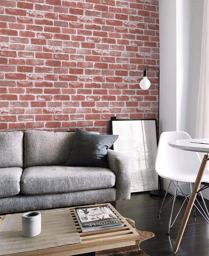 Timeet Textured 3D Brick Wallpaper Peel and Stick Wallpaper 17.7"×197" Self Adhesive Wallpaper Faux Brick Wallpaper Removable Wall Paper Home Living Room Halloween Christmas Decor DIY Red
