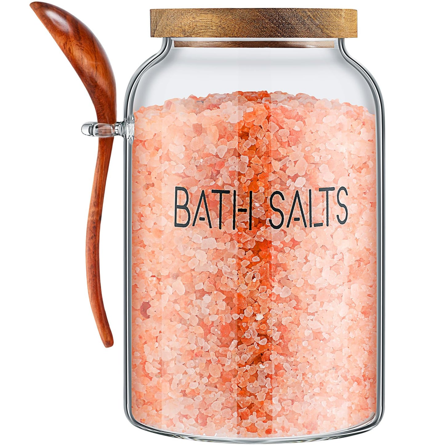 SiliFine 2 Pcs 94 oz Bath Salts Glass Jar with Wooden Lid, Bath Salt Container with Scoop, Airtight Storage Bathtub Accessories for Women