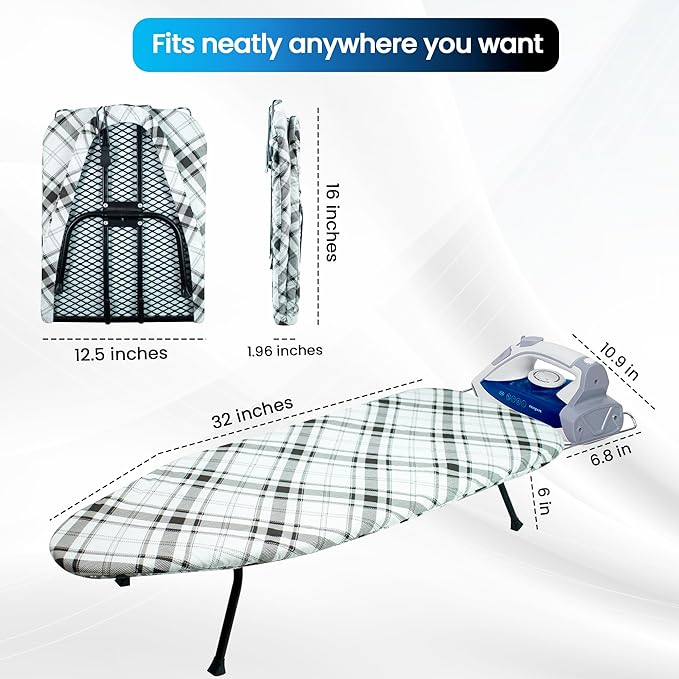 Metal Mesh Panel Tabletop Ironing Board | Foldable Iron Board | Heavy Duty
