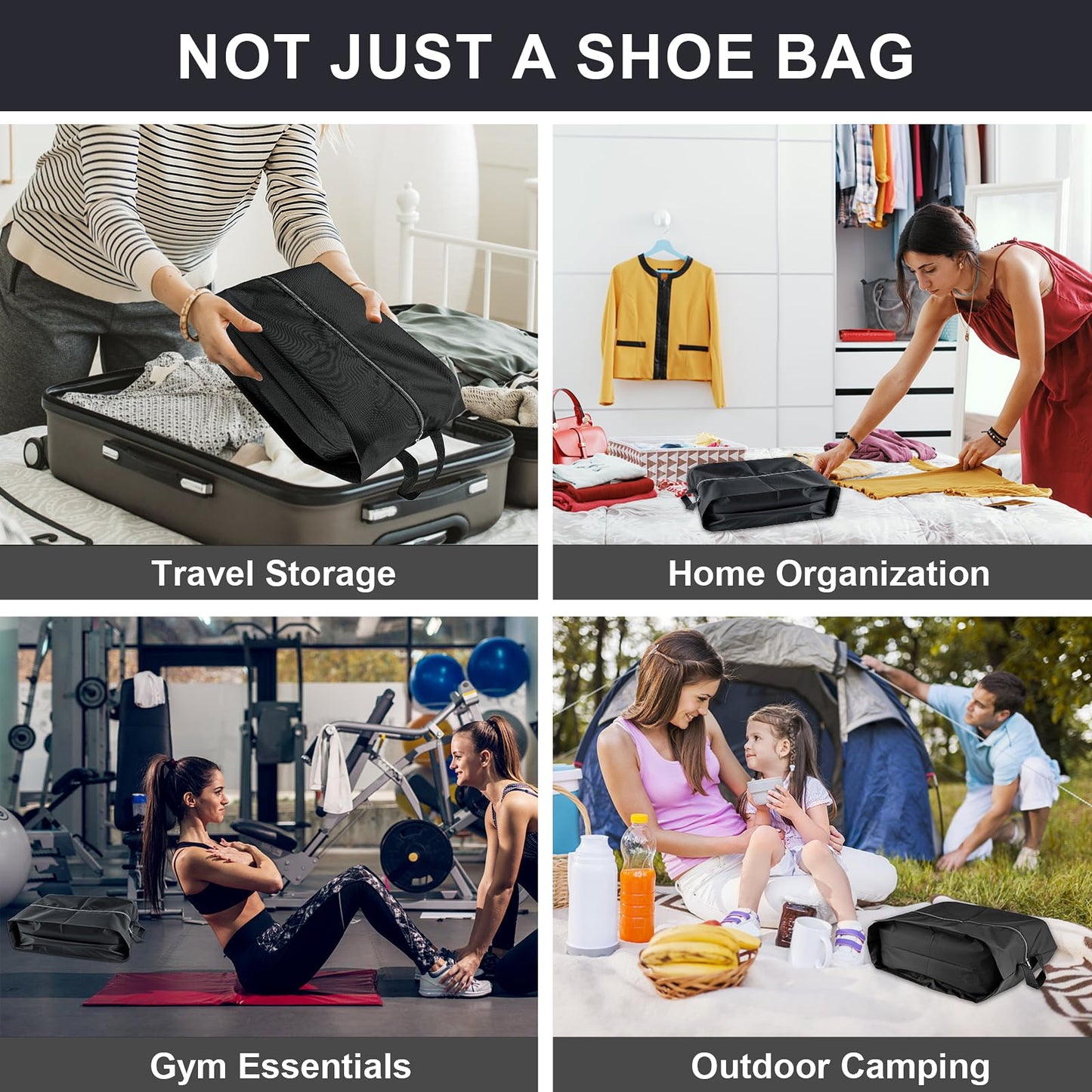 Shoe Bags for Travel, 4 Pack Extra Durable Travel Shoe Bags for Storage and Packing, Reusable Water-proof Shoe Bag with Smooth Zipper, Portable Travel Essentials