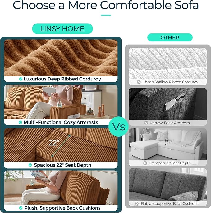 LINSY HOME Sectional Sleeper Sofa
