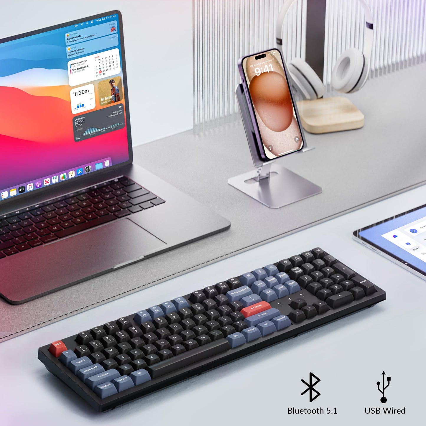 Keychron K10 Pro Wireless Custom Mechanical Keyboard, QMK/VIA Programmable Bluetooth/Wired White Backlight, Hot-swappable Keychron K Pro Brown Switch - For Mac Windows Linux