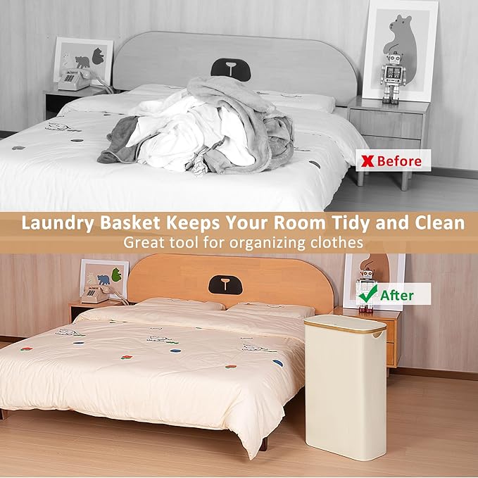 65L Slim Laundry Hamper, Narrow Laundry Basket