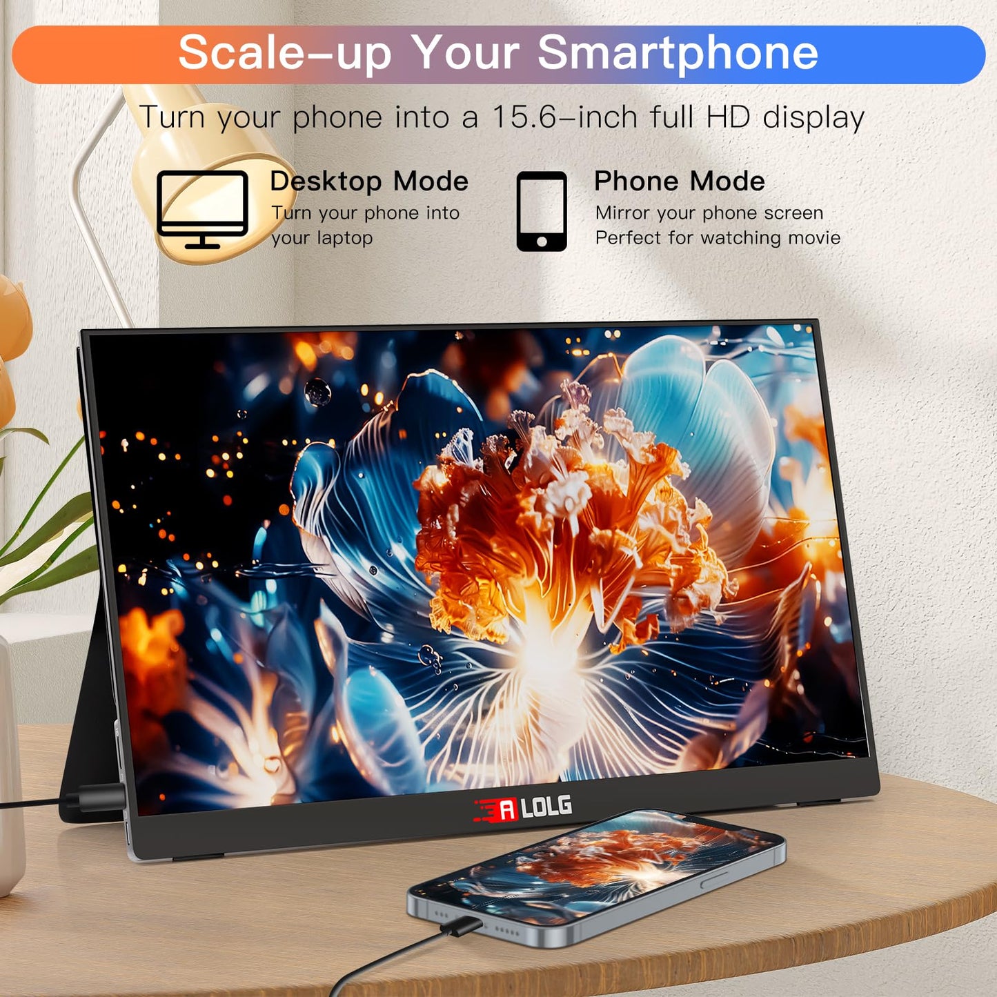 10.5''Portable Monitor for latop ,2K FHD 60HZ Laptop Monitor Screen,USB-C and HDMI Inputs, Ultra-Slim IPS Panel with HDR and Premium Smart Cover & Speakers for Laptop,PC,Phone,PS4/5,Switch,Mac,Xbox