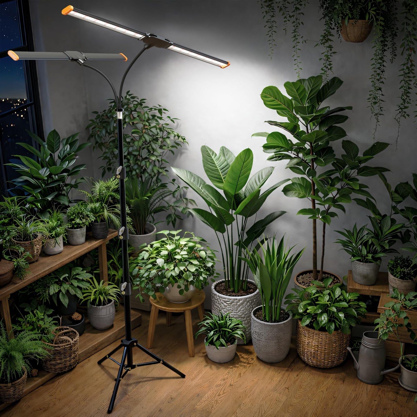 Quehoomii 61'' Grow Light Floor Lamp,6000K White Full Spectrum Growing Light for Indoor Tall Large Plants,Half or Full Brightness Dimmable & Auto Timer,Adjustable Height 17-61",