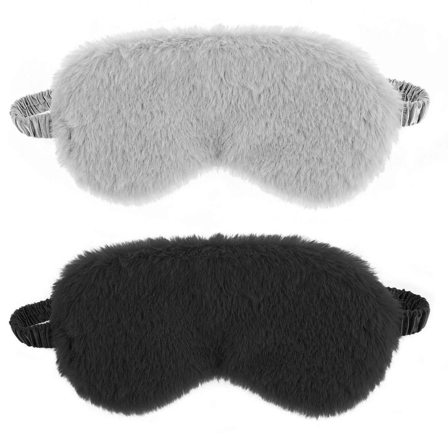 2 Pack Plush Sleeping Eye Mask Soft Plush Eye Mask Fuffy Eye Cover Comfortable Sleep Mask Blindfold Rainbow Faux Fur Eye Shade for Women, Men and Kids Travel Nap Sleeping 565488_2_3pL1H9vJ3