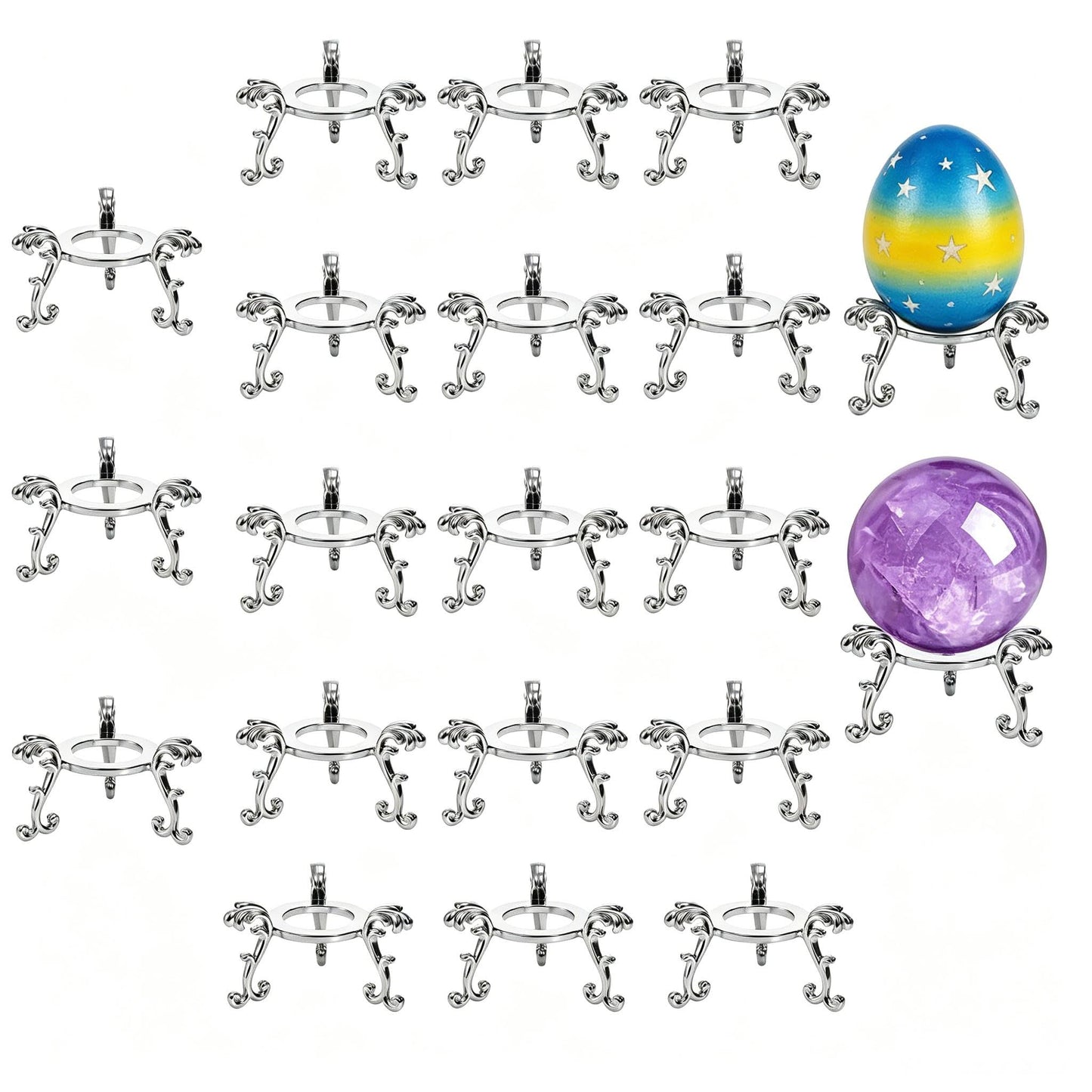 20pcs 2in Silver Crystal Ball Stand for Stones Crystals Amethyst Quartz