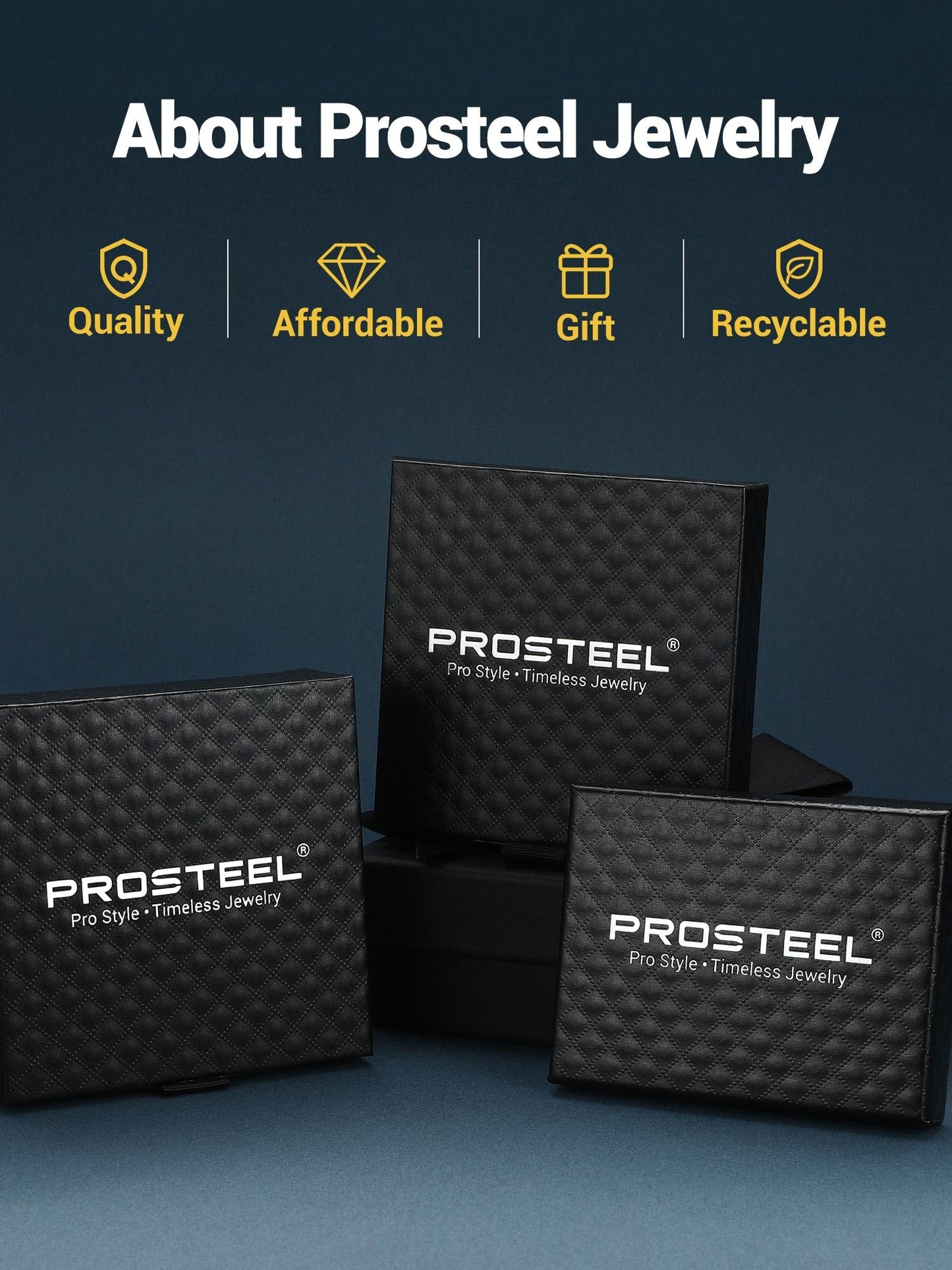 PROSTEEL Stainless Steel Chain 8mm Flat Box Necklace Hypoallergenic & Sweatproof 14"-30" Cool Chunky Chain Jewelry