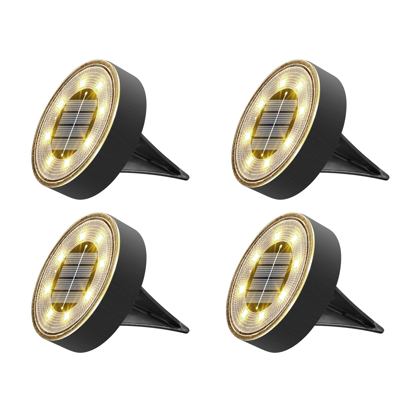Joomer Solar Ground Lights, 4 Pack 8 LED Solar Lights Outdoor Waterproof IP68 Disc Light Landscape Lighting Garden Light for Patio Pathway Lawn Yard Driveway Walkway(Warm White)