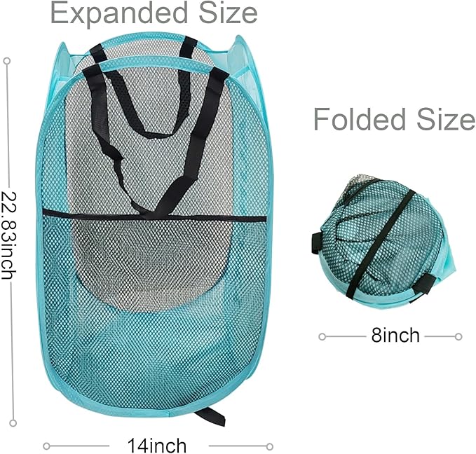 Larpur Pop Up Laundry Baskets, 2 Pack Mesh Laundry Hampers Collapsible Clothes