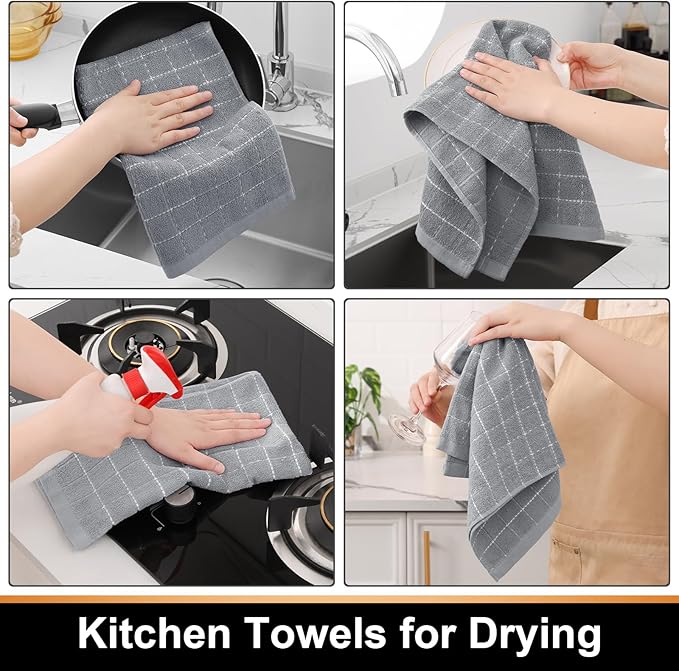 Mordimy 100% Cotton Terry Cloth Kitchen Towels, Super Soft and Absorbent Dish