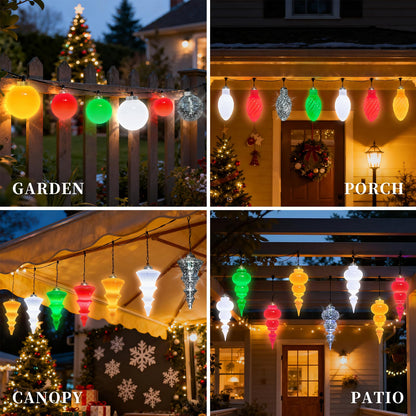 Lanpn 4 Pcs 5" Outdoor LED Ornament, Large Christmas Battery Powered Ball Lights, Xmas Tree Sphere Bulb Decor with Dark Sensor, Christmas Lighted Ornaments for Lawn Garden Yard Patio, Red