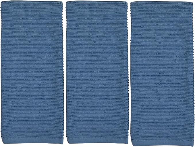 Chambray Light Blue Kitchen Hand Dish Towels: Oversized 28" x 18", 100% Cotton