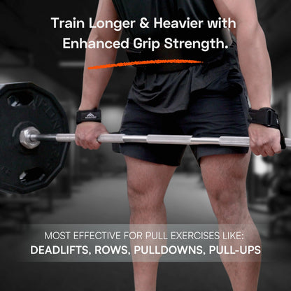 MaxOut360 Lifting Grips for Weight Lifting, Powerlifting & Weightlifting Grips with Enhanced Grip, Double Layer Leather Gym Grips for Deadlifts & Back Workouts, Black