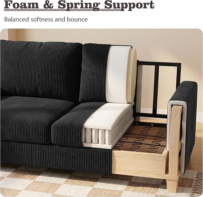 Apicizon 89" Modern Sofa Couch Set, Corduroy Couch 2 Piece Sofa Set
