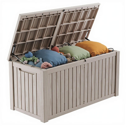 Zapdos Outdoor Storage Box, 180 Gallon Resin Deck Box Resin Patio Storage Box Bin for Furniture Cushions Garden Tools, Waterproof Lockable Large Outside Storage Boxes, Grey
