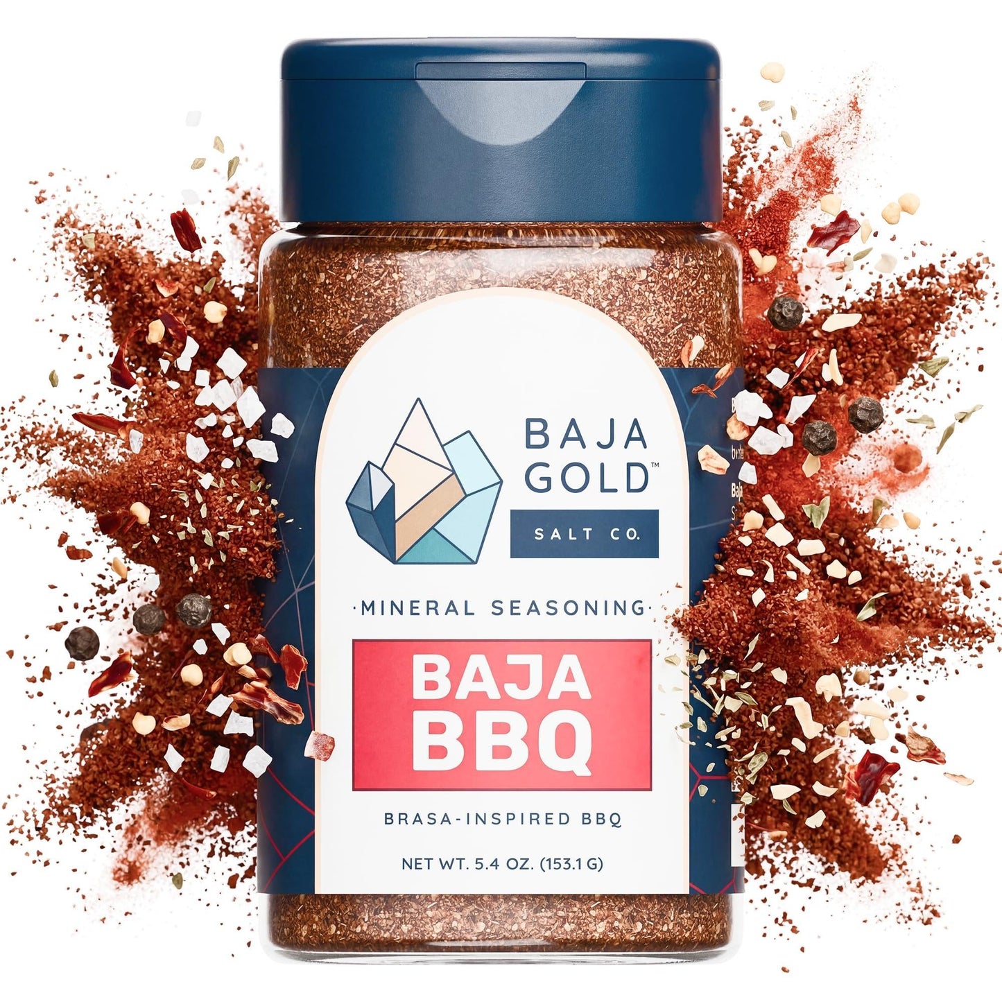 Baja Gold BBQ Seasoning, Smoky Barbecue Rub Blend with Paprika Cane Sugar Black Pepper and Mineral Sea Salt, for Ribs Chicken Pork and Burgers, All Purpose Seasoning and Meat Rub, 5.4 Oz