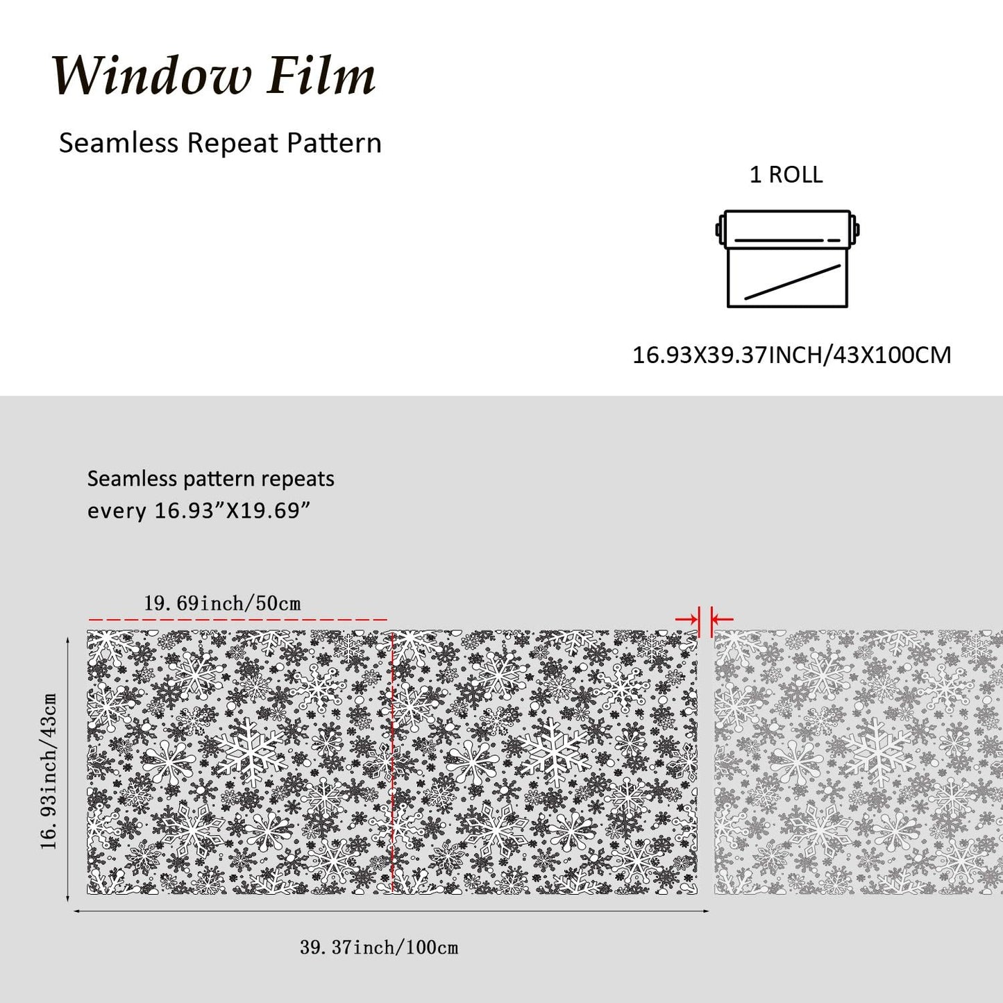 Christmas Stain Glass Window Film Christmas Snowflakes Cling Rainbow Window Film Decorative Window Clings Pure White Frosted Vinyl Static Window Stickers for Holiday Glass Windows Decor 16.9 * 39.3in