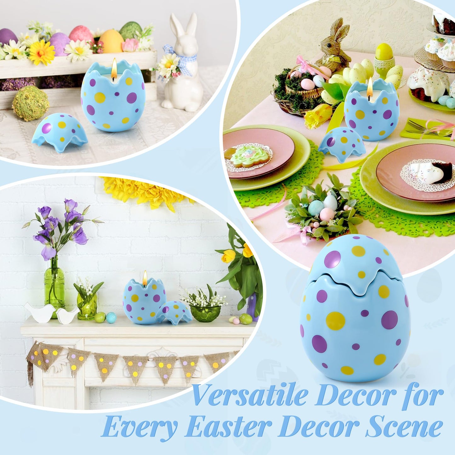 HOMDAILY Lavender Scented Easter Egg Candle, Easter Gifts for Women, Blue Egg Shaped Candle Decorations for Home Indoor Bedroom Firplace Kithchen Decor