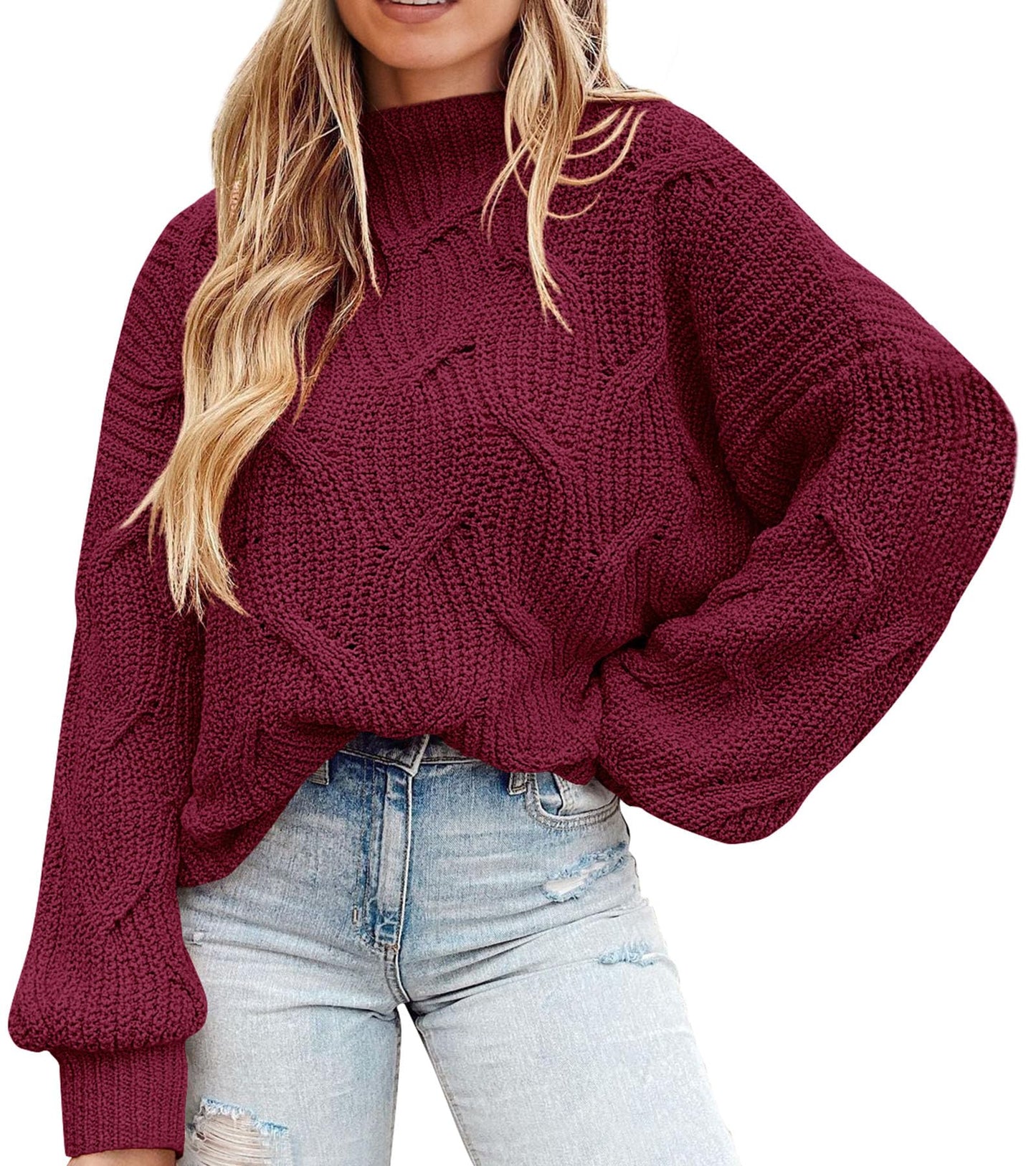 PRETTYGARDEN Women's Fall Oversized Pullover Sweaters Casual Crewneck Long Sleeve Chunky Cable Knit Tops Winter Clothing