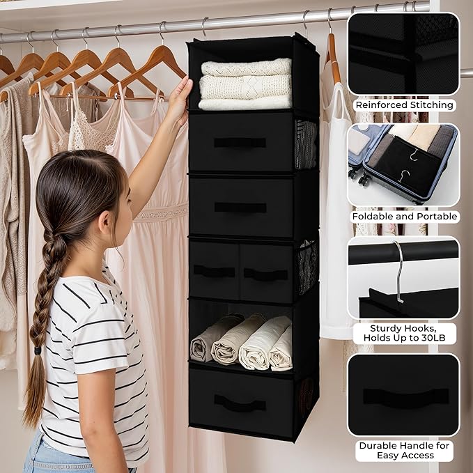 GRANNY SAYS Hanging Closet Organizer 6 Shelves, Closet Organization and Storage