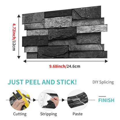 SiTiKi 36 Sheets Backsplash Vinyl Peel and Stick DIY Splicing Marble Self-Adhesive Tile Sticker for Kitchen and Bathroom Wall Decor (Black)