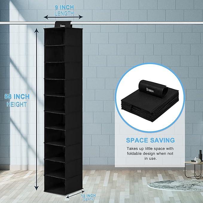 VAESIDA Hat Rack for Closet, 10 Shelf Hanging Hat Organizer for Baseball Caps