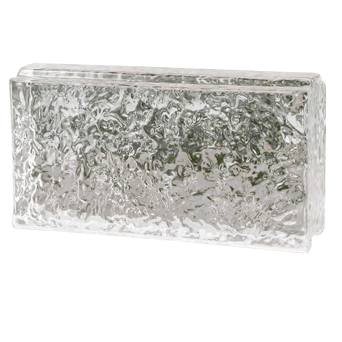 1 Pack-7.9"x3.9"x2" Glass Block with Card Slots-ice Crystal Patterned Rectangular Solid Glass Brick - Used in Building Fields Such as Wall partitions, as Well as for DIY Lighting fixtures, DIY Tables