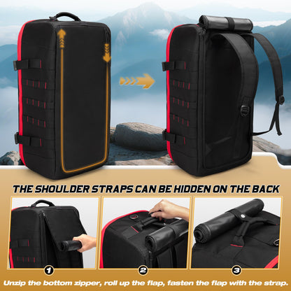 Smasrob 65L Tactical Duffle Bag Gym Bag with Backpack Straps, Wet Pocket and Detachable Dividers, Duffle Backpack for Travel, Sports and Military, Black