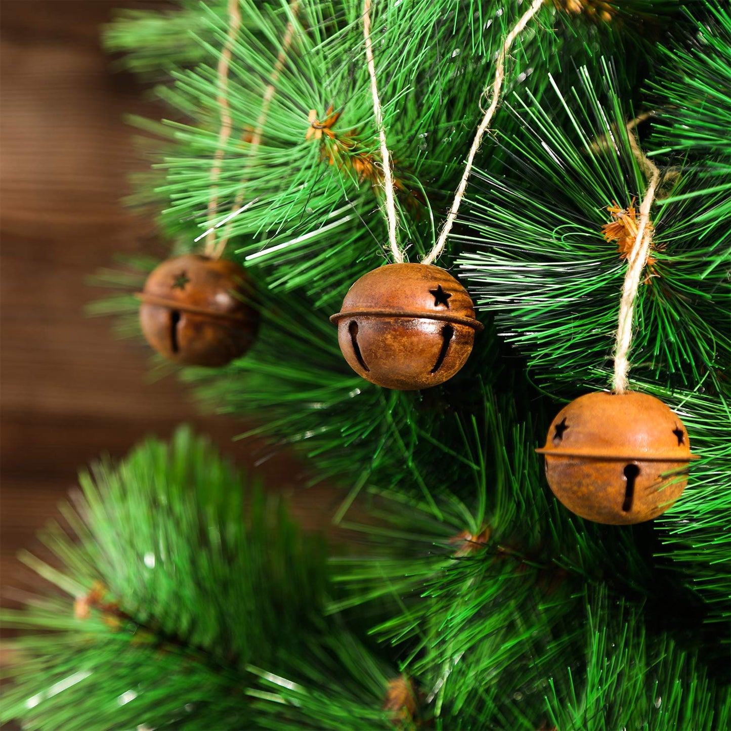 30 Pieces Christmas Rustic Bells Metal Sleigh Rusty Bells Primitive Look Bells Star Cutouts for Holiday Craft Home Decoration