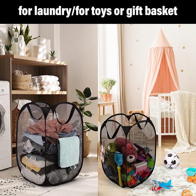 BATTOO Deluxe Strong Mesh Pop up Laundry Hamper Basket