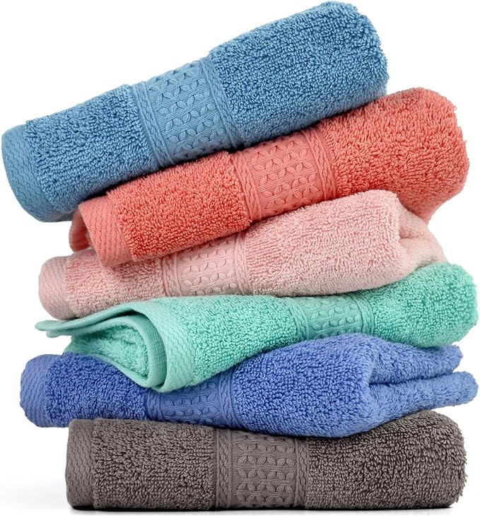 Cleanbear Cotton Hand Towel Set 6-Pack Ultra Soft Hand Towels