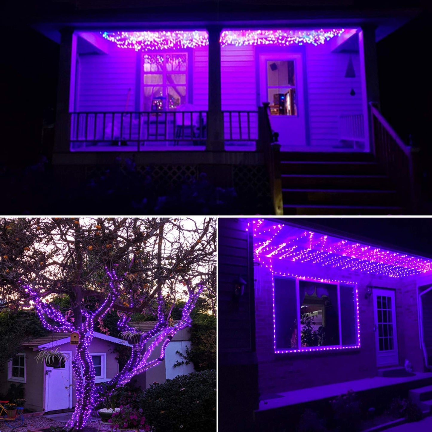 RUICHEN Dimmable Purple Fairy Lights Plug in, Waterproof Silver Wire 165 Ft 500 LED Starry String Lights with Remote for Christmas Halloween Party Bedroom Patio Garden