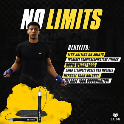 Titan Armour® Speed Rope - Professional Self-Locking & Adjustable, Adult Speed Jump Rope | 2 x Steel Ropes, Cable Protector & Travel Case | Jump Rope Crossfit, Boxing, Fitness MMA for Men & Women (Black-2)
