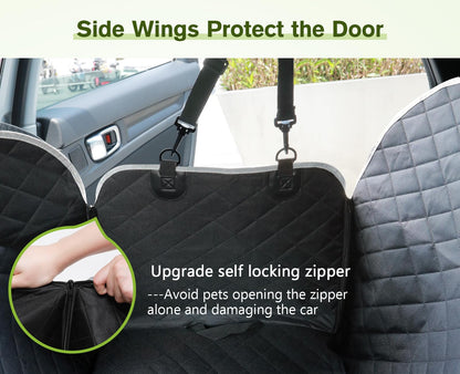 pecute Dog Car Seat Cover, Car Seat Cover for Dogs with Viewing Window/Side Flaps/Storage Bags, Dog Hammock Scratch Proof Nonslip Back Seat Protector for Cars Trucks SUV(146x136cm)