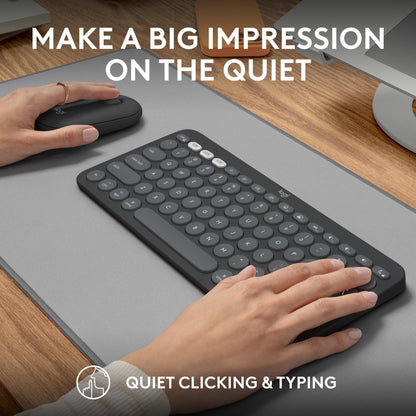 Logitech Pebble Keys 2 K380s, Multi-Device Bluetooth Wireless Keyboard with Customizable Shortcuts, Slim and Portable, Easy-Switch for Windows, macOS, iPadOS, Android, Chrome OS - Tonal Graphite