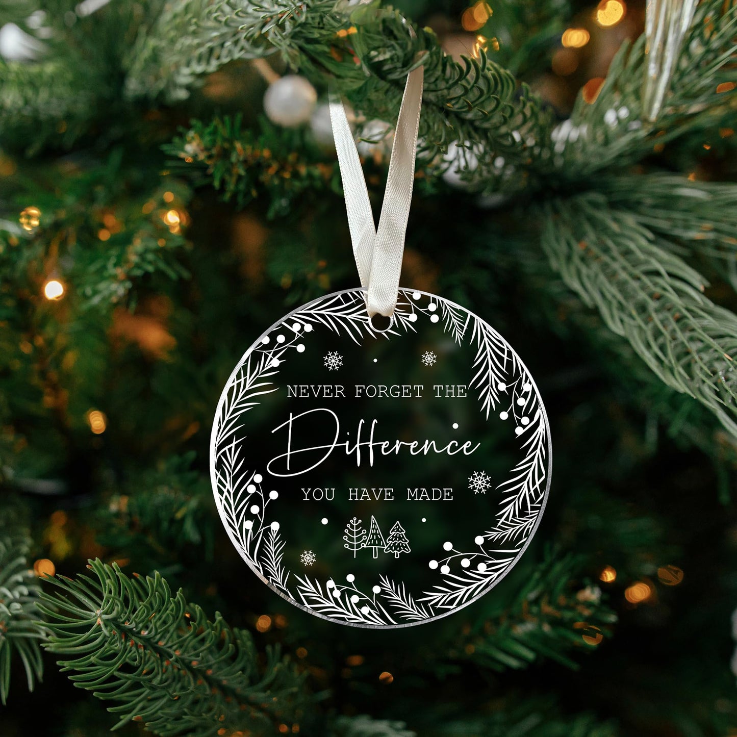 TUMSHANIP Thank You Gifts for Women, Boss, Coworkers, Teacher, Nurse, Mom, Friends - Retirement Farewell Going Away Never Forget The Difference You Made Ornament - Acrylic Christmas Ornament 2025