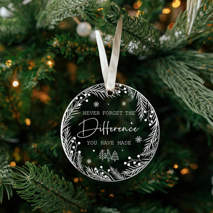 TUMSHANIP Thank You Gifts for Women, Boss, Coworkers, Teacher, Nurse, Mom, Friends - Retirement Farewell Going Away Never Forget The Difference You Made Ornament - Acrylic Christmas Ornament 2025