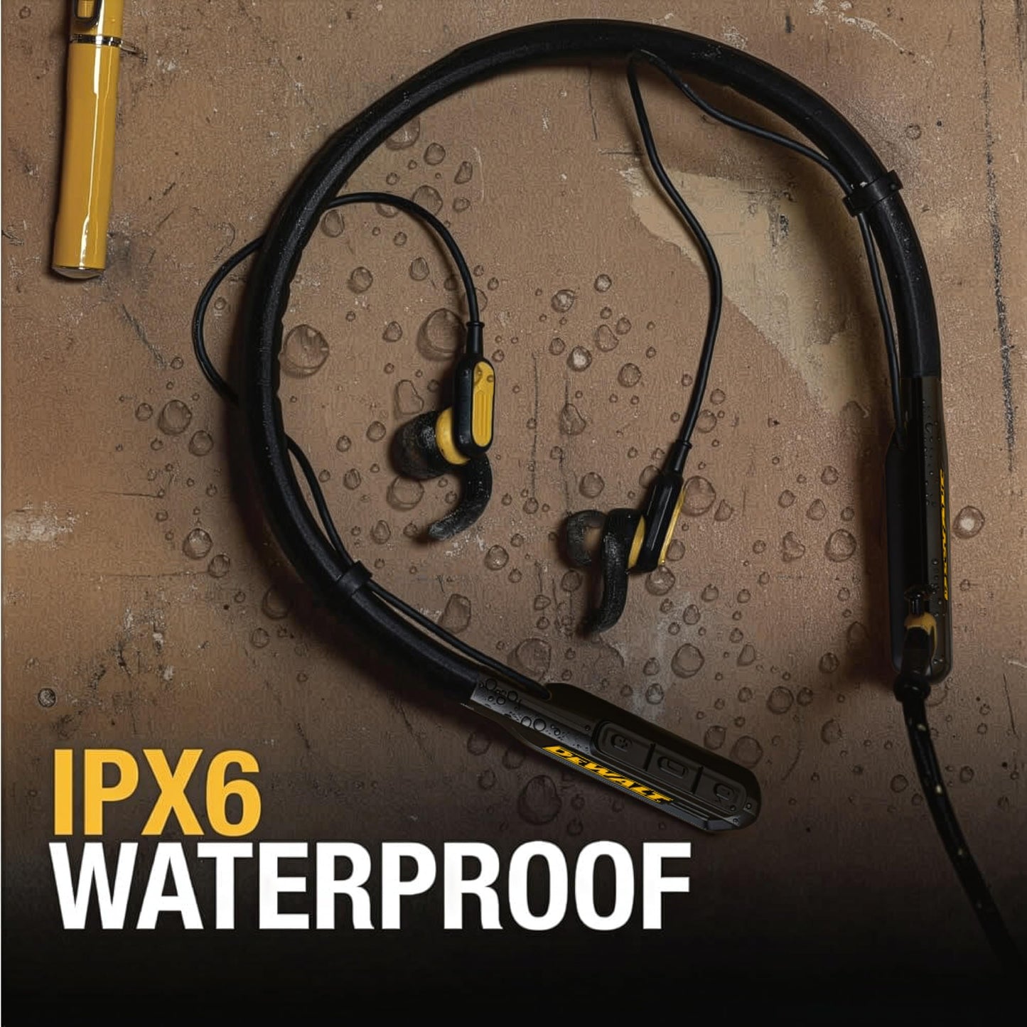 DEWALT Heavy Duty Magnetic Bluetooth Neckband Headphones, Wireless Around the Neck Earbuds w/30H Runtime+Noise Isolation, HandsFree Magnetic Wireless Earphones w/Mic Bluetooth Headsets - Black Edition