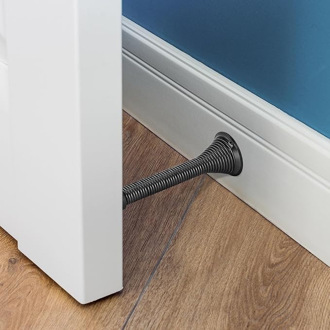 Ravinte Door Stoppers, 24 Pack Black Spring Door Stops with Rubber Bumper, Door Stoppers for Bottom of Door