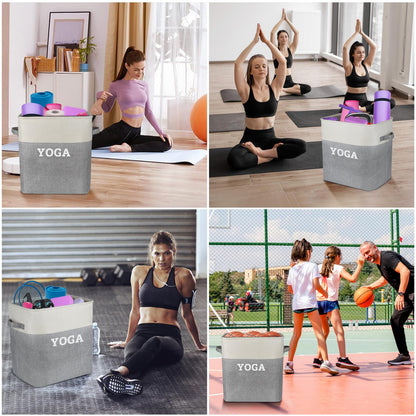 Lukeline Yoga Mat Holder Storage Basket, Home Gym Storage Organizer Yoga Exercise Equipment Storage, Yoga Basket Foam Roller Workout Equipment Storage for Home Exercise and Fitness Gear