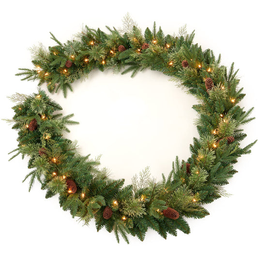 AMERZEST 9Ft Pre-lit Christmas Garland with 50 LED Lights Battery Operated,Holiday Decoration Stairs Wall Mantle Door Indoor Outdoor