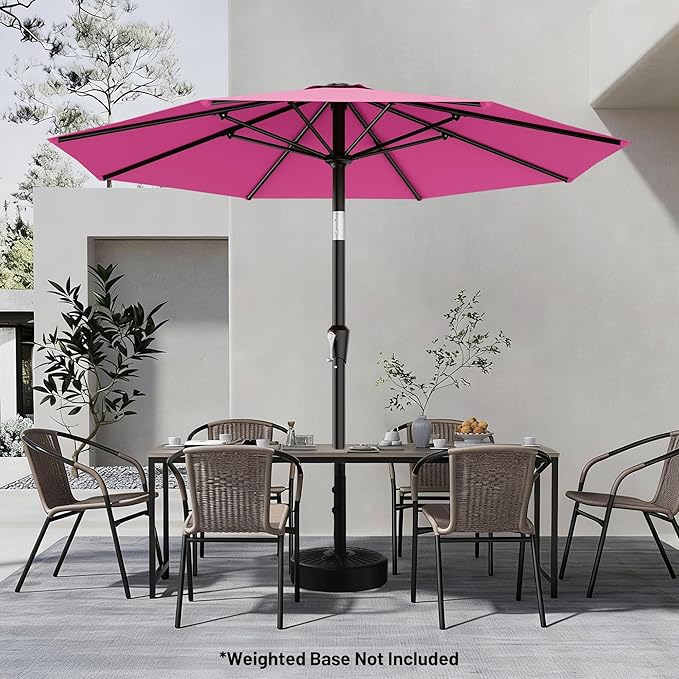 AreShark 9 FT Patio Umbrella for Outdoor, Outdoor Table Umbrella with Push Button Tilt and Crank, Outdoor Patio Umbrellas with 8 Sturdy Ribs for Market, Garden, Pool (Rose Pink)