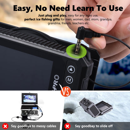 [FishPRO® 2026 Upgrade] 4.5'' True HD 1080P Underwater Fishing Camera (Plug & Play) - Ice Fishing Camera Underwater w/ 5,000mAh, USB-C, IR+LED, Fish Finder for Ice/Lake/Kayak, 65ft