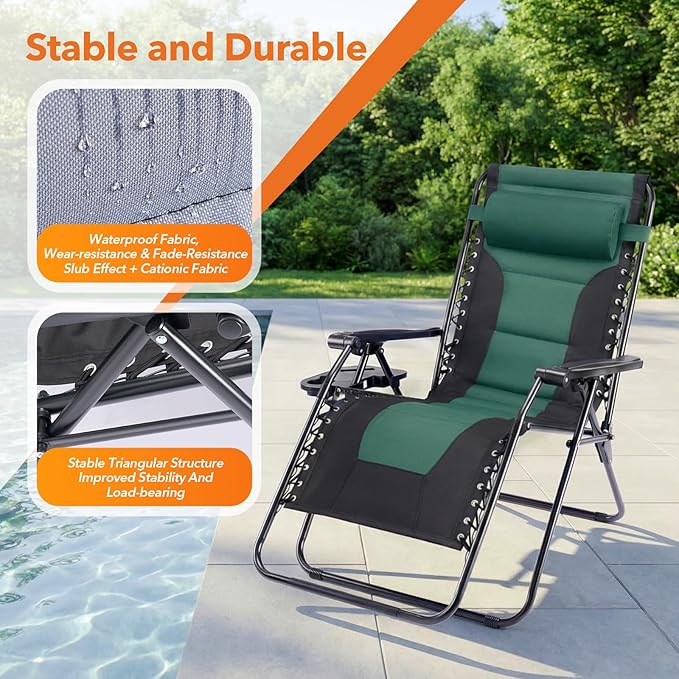 Sweetcrispy Zero Gravity Chairs, Foldable Patio Reclining Chairs